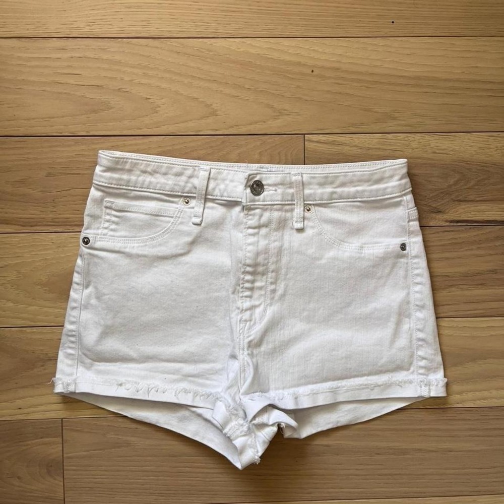 Y2k Abercrombie & Fitch Denim Mini Shorts Womens sz 4/27 White summer mcbling